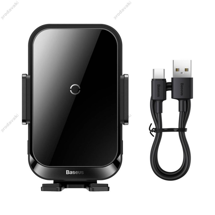 Автомобільний тримач із бездротовою зарядкою Baseus Halo car holder with 15W inductive charger Black SUDD000001