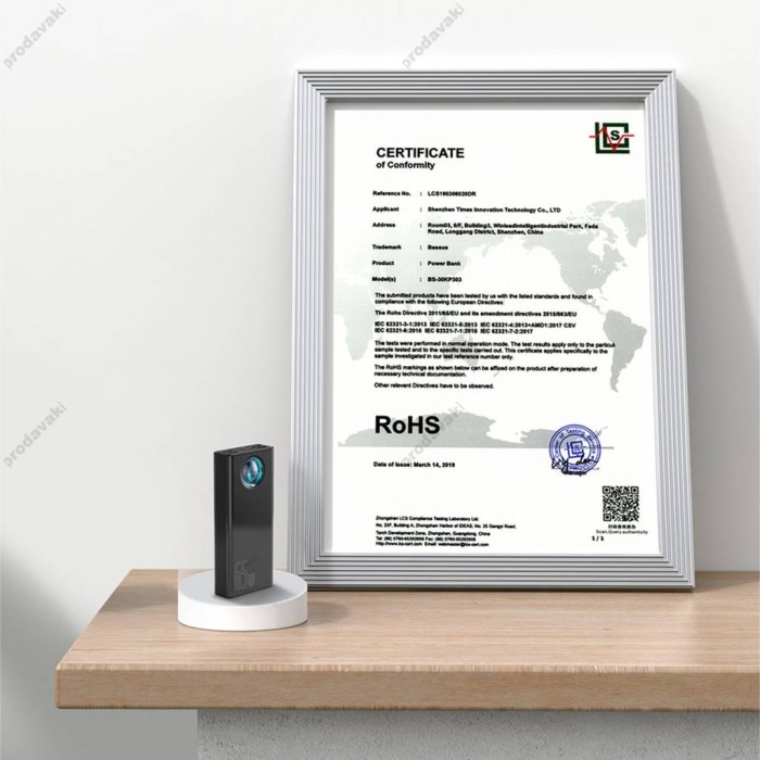 Повербанк портативний акумулятор Power Bank Baseus Amblight Digital Display 65W 30000 mAh White PPLG000102