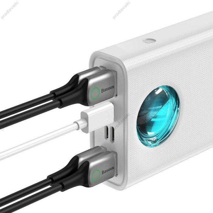 Повербанк портативний акумулятор Power Bank Baseus Amblight Digital Display 65W 30000 mAh White PPLG000102