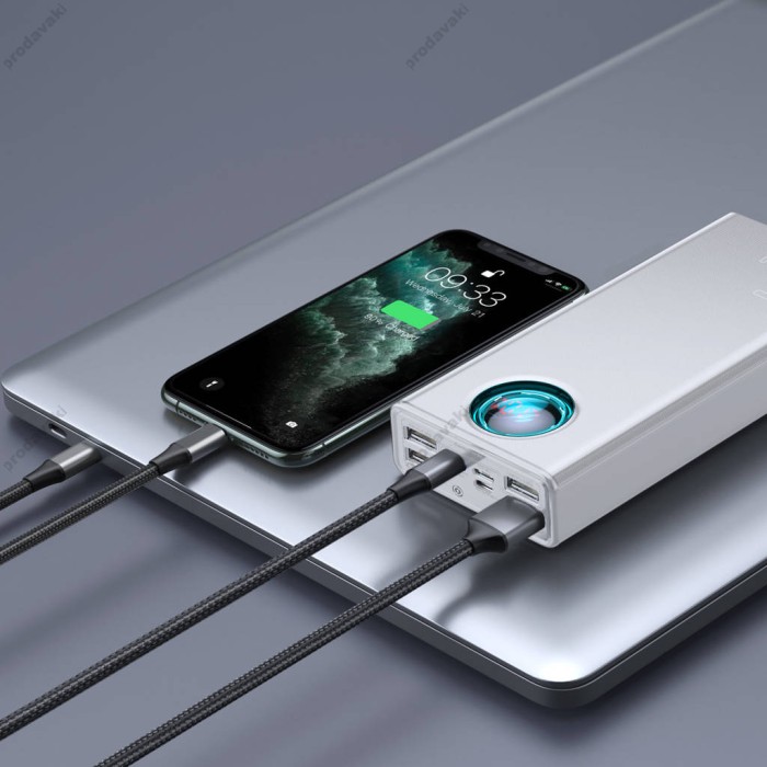 Повербанк портативний акумулятор Power Bank Baseus Amblight Digital Display 65W 30000 mAh White PPLG000102