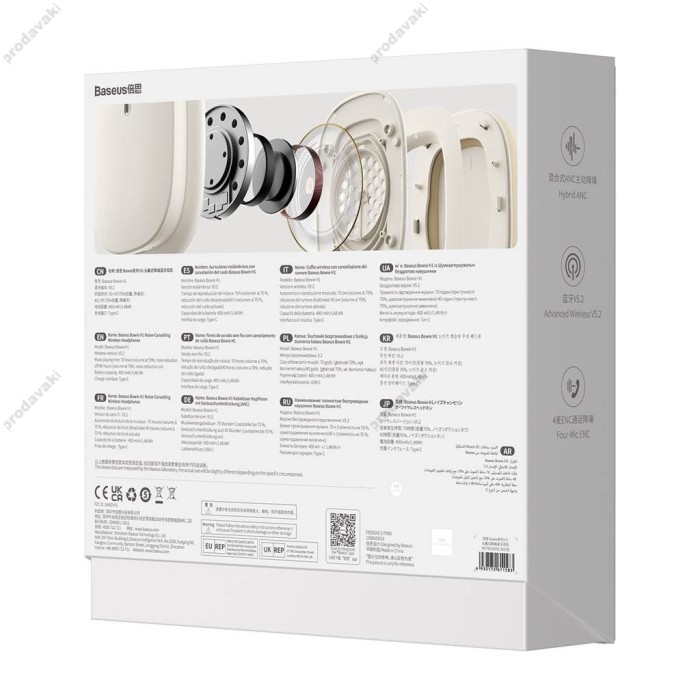 Бездротові Bluetooth навушники Baseus Bowie H1 Noise-Cancelling Wireless Headphones White (NGTW230002)