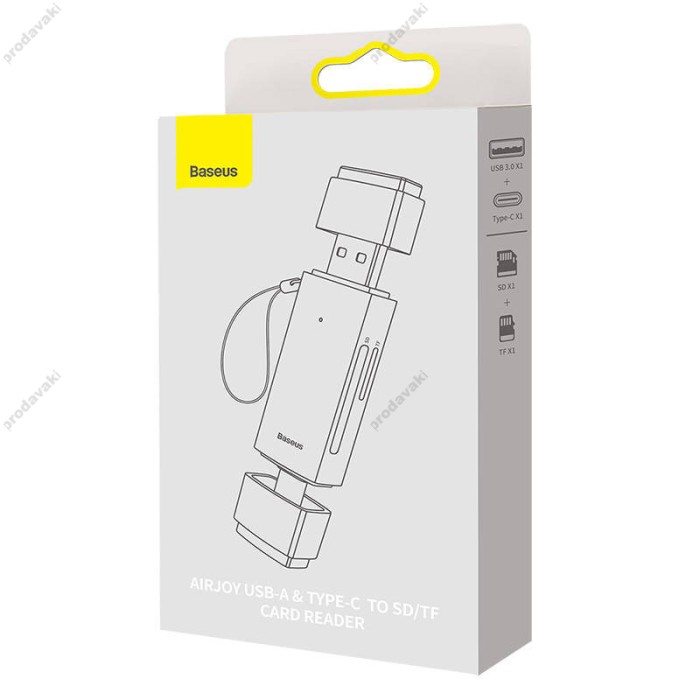 Кардрідер Baseus Lite Series USB-A/Type-C to SD/TF Card Reader Grey WKQX060113