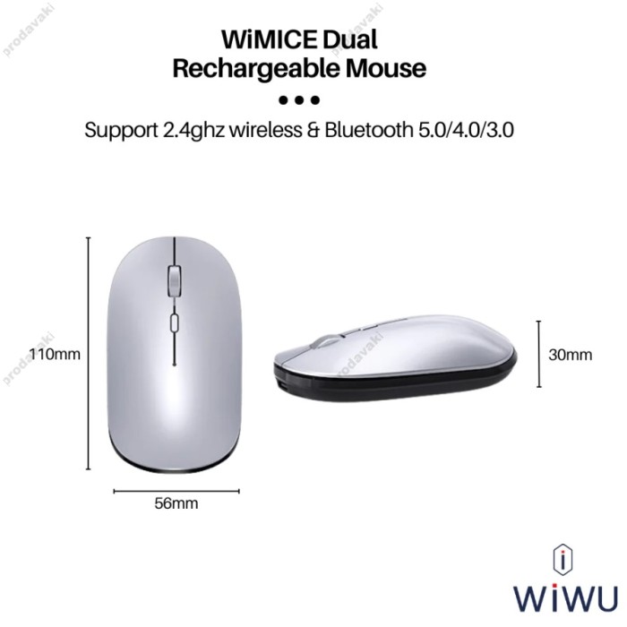 Комп'ютерна мишка WiWU Dual Model Premium Wireless Mouse with Bluetooth and 2.4G Wireless Mouse WM104 Silver