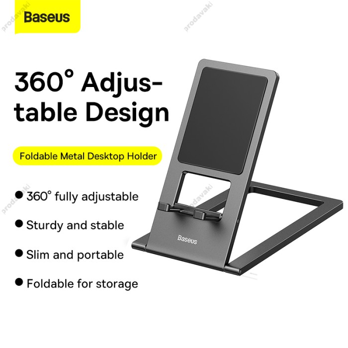 Підставка Baseus Foldable Metal Desktop Holder для телефонів та планшетів Gray (LUKP000013)