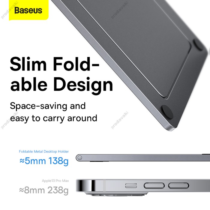 Підставка Baseus Foldable Metal Desktop Holder для телефонів та планшетів Gray (LUKP000013)