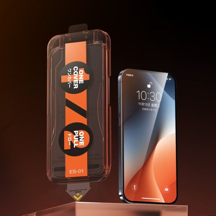 Захисне скло Remax ES-01 з аплікатором для iPhone 17 Air чорне
