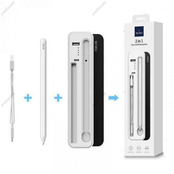 Стілус WiWU Wireless Charging Stylus Pen + Charging Case (White)