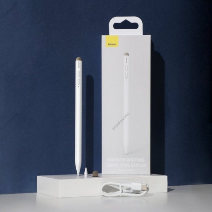 Стілус Baseus Smooth Writing Capacitive Stylus (Active + Passive version) White ACSXB-C02