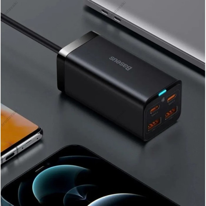 Мережевий зарядний пристрій Baseus GaN3 Pro Desktop Fast Charger 2U+2C 100W EU Black (CCGP000101)