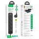 Подовжувач мережі фільтр HOCO NS1 Aura 4-bit extension 4Plug/1PD20W/2USB/QC3.0/4000W/3A/1,8m Black
