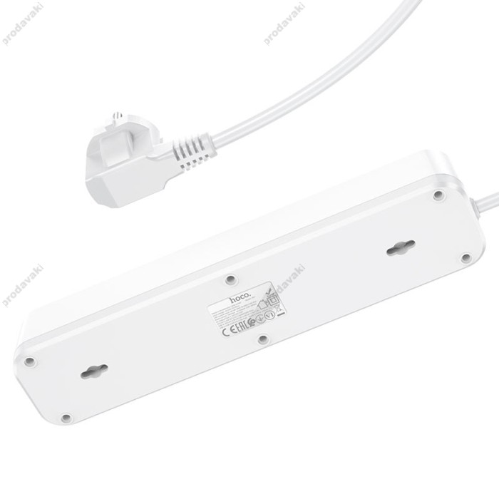 Подовжувач мережі фільтр HOCO NS1 Aura 4-bit extension 4Plug/1PD20W/2USB/QC3.0/4000W/3A/1,8m White