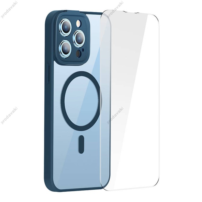 Чохол Baseus Frame Series Magnetic Case+ Скло прозоре 0.22mm для Apple iPhone 14 Pro (ARJT020103) Blue