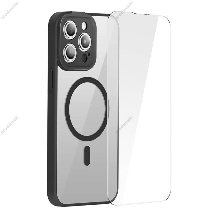 Чохол Baseus Frame Series Magnetic Case+ Скло прозоре 0.22mm для Apple iPhone 14 Pro Max (ARJT030101) Black