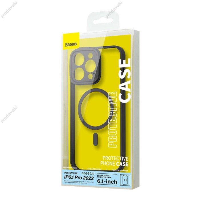 Чохол Baseus Frame Series Magnetic Case+ Скло прозоре 0.22mm для Apple iPhone 14 Pro (ARJT020101) Black