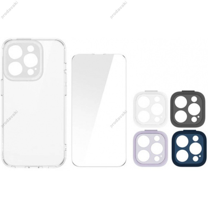 Чохол Baseus Illusion Series transparent Case+ Скло прозоре 0.22mm + Змінні рамки для Apple iPhone 14 Pro (ARHJ000102)