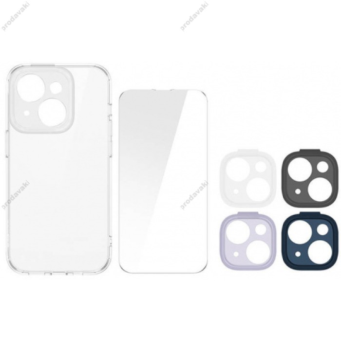 Чохол Baseus Illusion Series transparent Case+ Скло прозоре 0.22mm + Змінні рамки для Apple iPhone 14 Plus (ARHJ010002)