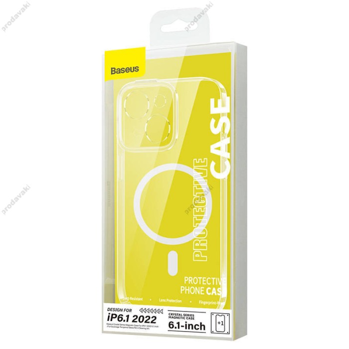 Чохол Baseus Frame Series Magnetic Case+ Скло прозоре 0.22mm для Apple iPhone 14 (ARJC000002) Crystal
