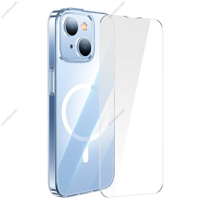 Чохол Baseus Frame Series Magnetic Case+ Скло прозоре 0.22mm для Apple iPhone 14 (ARJC000002) Crystal