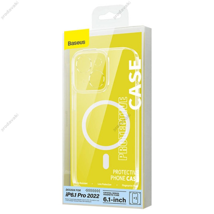 Чохол Baseus Frame Series Magnetic Case+ Скло прозоре 0.22mm для Apple iPhone 14 Pro (ARJC000102) Crystal