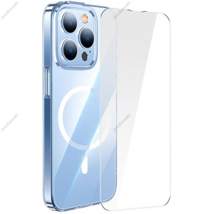 Чохол Baseus Frame Series Magnetic Case+ Скло прозоре 0.22mm для Apple iPhone 14 Pro (ARJC000102) Crystal