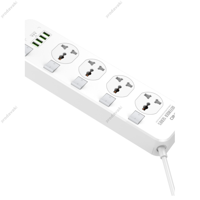 Подовжувач мережі фільтр Ldnio SE4408 - 4 USB 4 Ports  3.4A - White