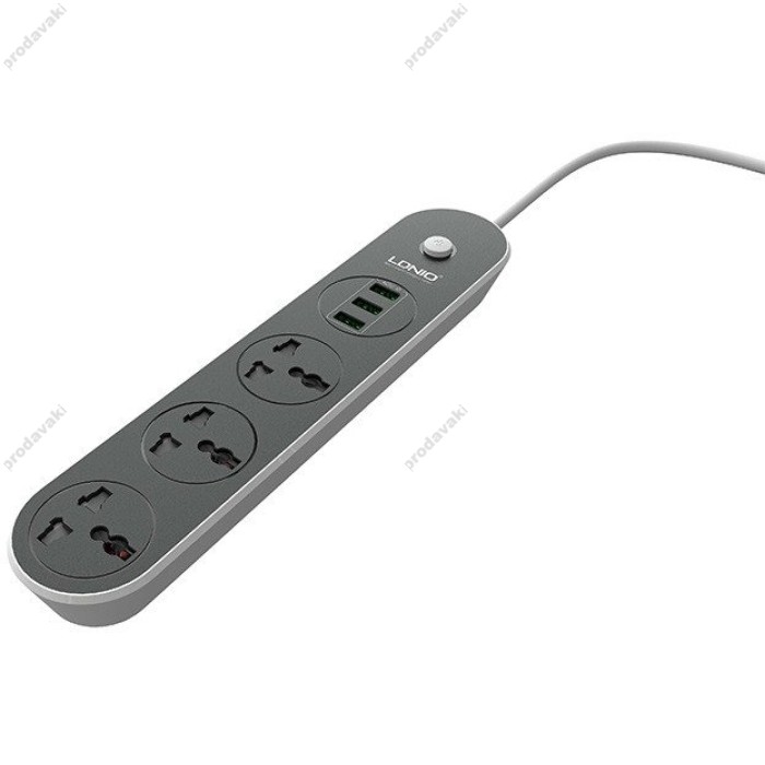 Мережевий фільтр (подовжувач) LDNIO SC3301 3 Розетки + 3 USB 1.6 м