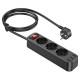 Подовжувач мережі фільтр HOCO NS2 3-position extension cord socket 3USB/3socket/4000W/1,8m Black