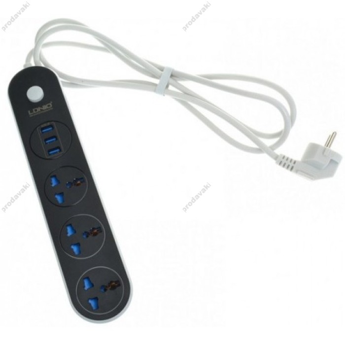 Мережевий фільтр (подовжувач) LDNIO SC3301, 3 Розетки + 3 USB