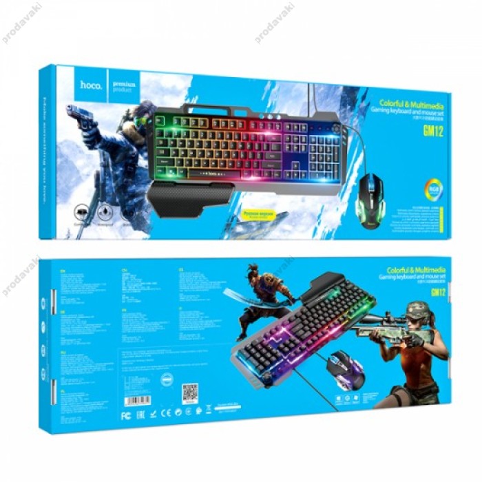 Клавіатура та миша HOCO GM12 Light and shadow RGB gaming Black