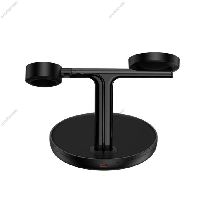 Бездротова зарядка Baseus Swan stand 3in1 magnetic charger with USB Type C cable 1m black (WXTE000101)
