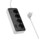 Подовжувач мережевий фільтр Hoco AC22 Sunlight 4-bit desktop socket (L=3M) 3USB/1Type-C 30W/3A PD/QC black