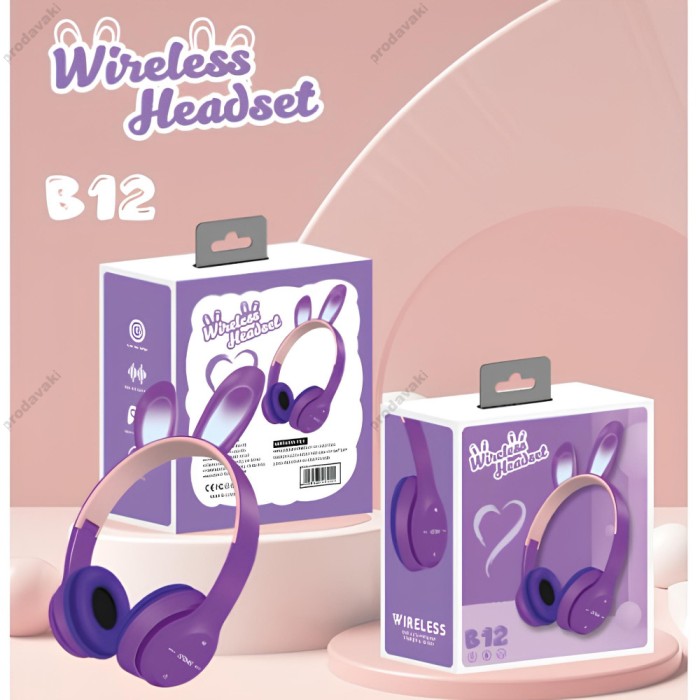 Бездротові Bluetooth навушники CH UK B12 Rabbit Ear BT 5.0 Purple