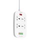 Подовжувач мережевий фільтр Ldnio SC4407 2500W 2m EU Plug 4 USB 4 Sockets QC3.0 3.1A 8W