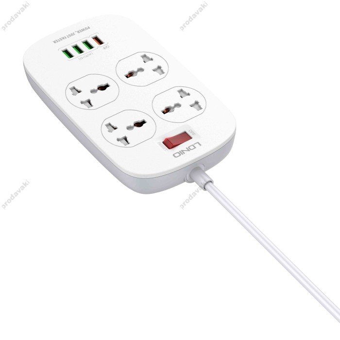 Подовжувач мережевий фільтр Ldnio SC4407 2500W 2m EU Plug 4 USB 4 Sockets QC3.0 3.1A 8W