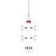Подовжувач мережевий фільтр Ldnio SC4407 2500W 2m EU Plug 4 USB 4 Sockets QC3.0 3.1A 8W