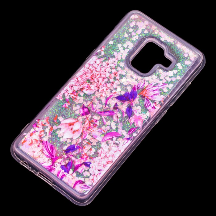 Чохол для Samsung Galaxy A8 2018 (A530) вода рожевий "рожево-фіолетові квіти"