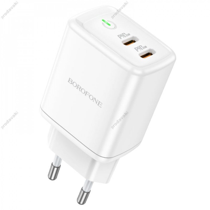 Мережевий зарядний пристрій Borofone BN9 Reacher dual port charger 35W White