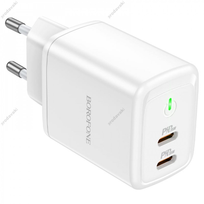 Мережевий зарядний пристрій Borofone BN9 Reacher dual port charger 35W White