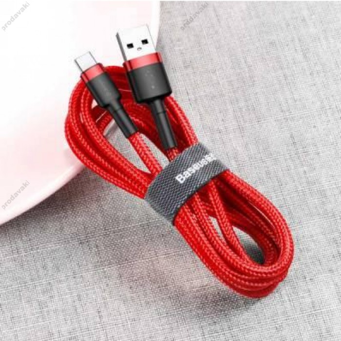 Кабель Baseus Cafule USB to Type-C 60W 3A 1m Red CATKLF-B09