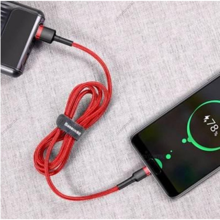 Кабель Baseus Cafule USB to Type-C 60W 3A 1m Red CATKLF-B09