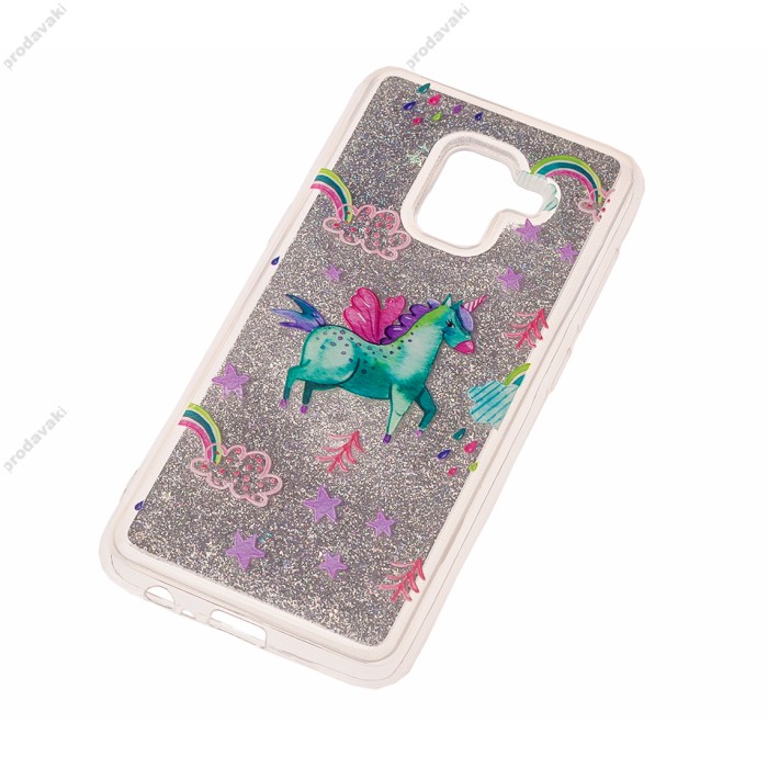 Чохол для Samsung Galaxy A8 2018 (A530) Блиск води сріблястий "Єдиноріг"