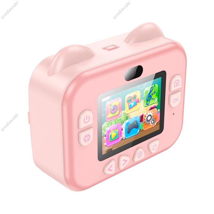 Фотоапарат дитячий з друком HOCO DV204 Dual-camera children printing camera 2.4" HD screen Pink