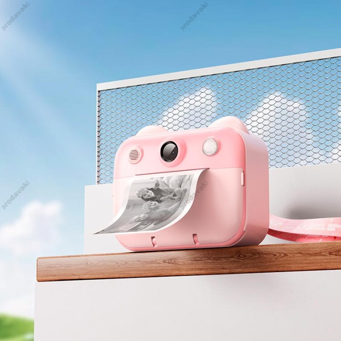 Фотоапарат дитячий з друком HOCO DV204 Dual-camera children printing camera 2.4" HD screen Pink