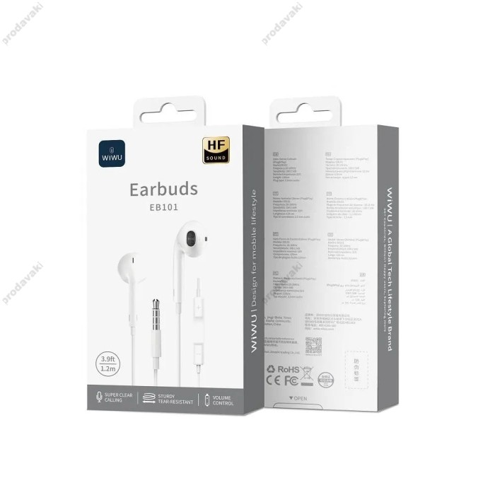 Дротові навушники WiWU EB101 Wired earphone 3.5mm White