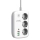 Подовжувач мережевий фільтр LDNIO c Wi-Fi SEW3452 3USB/1Type-C 3 Sockets QC/PD 30W/10A 2m EU Plug white