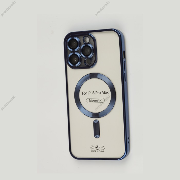 Чохол для iPhone 15 Pro Max Fibra Chrome MagSafe blue