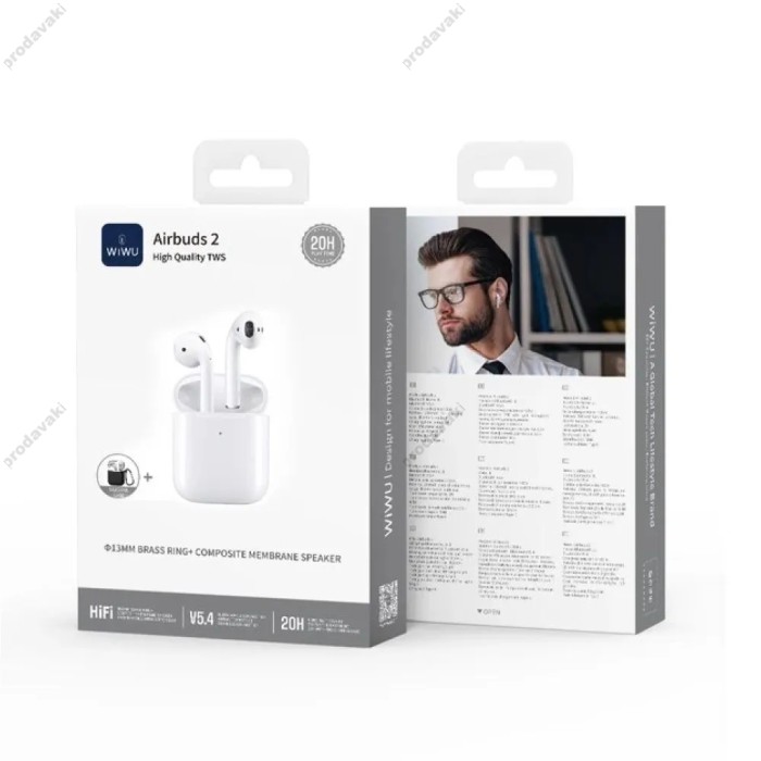 Бездротові Bluetooth навушники WiWU Airbuds 2 (4-mic ENC) BT 5.4 White