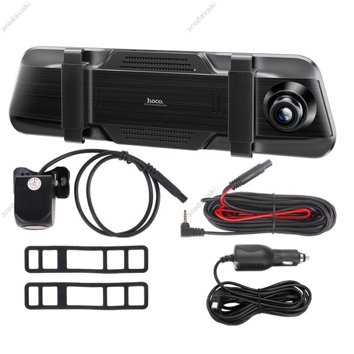 Відеореєстратор HOCO DI36 rearview mirror driving recorder (dual-channel) 1080p 24h Black