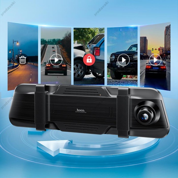 Відеореєстратор HOCO DI36 rearview mirror driving recorder (dual-channel) 1080p 24h Black