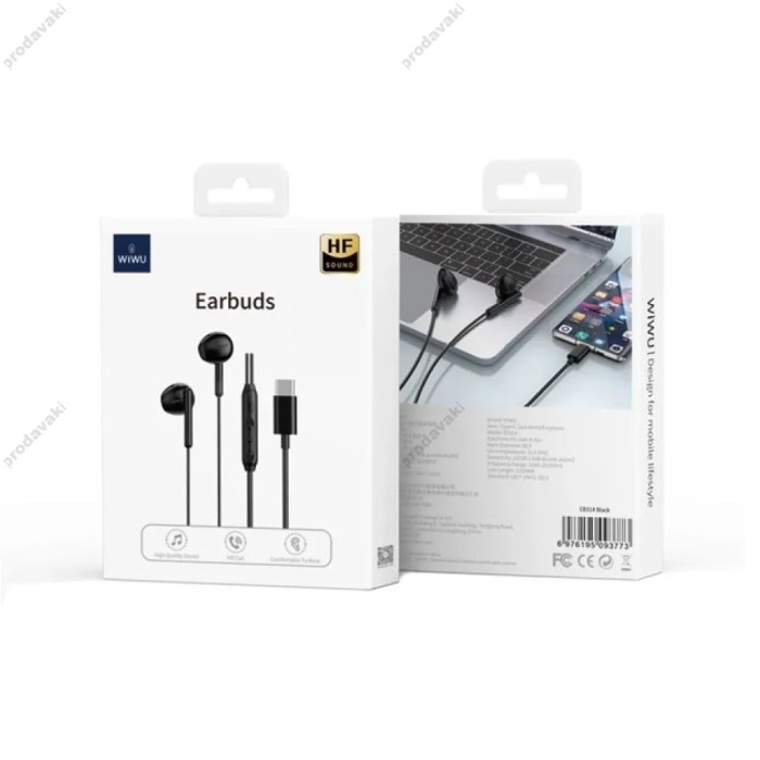 Дротові навушники WiWU EB314 Wired Earphone Type-C Black